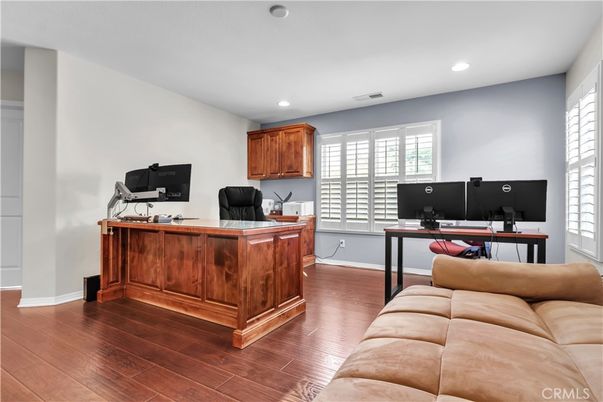 Home Office, Interior, Recessed Lighting, Wood Texture Flooring