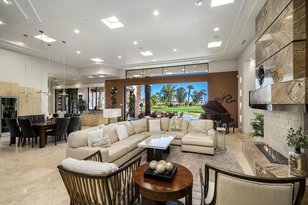 Dining room, Fireplace, Interior, Living room, Pendant Lights, Piano, Recessed Lighting