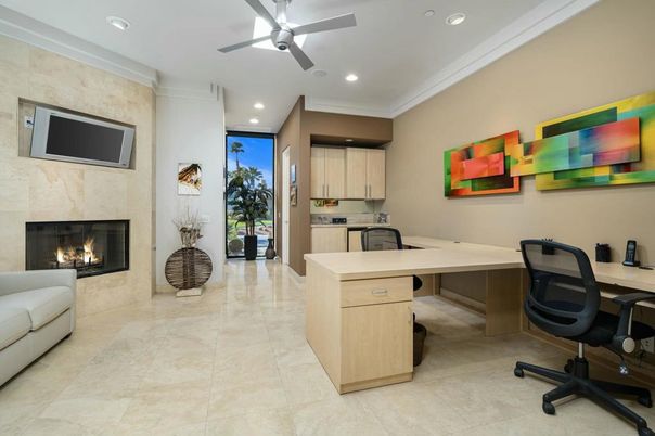 Fireplace, Home Office, Interior, Kitchen, Recessed Lighting