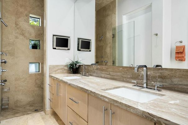 Bathroom, Dual Sink Vanities, Glass Shower, Interior