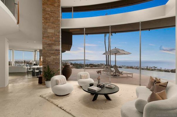 Interior, Living room, Recessed Lighting, Stone Walls, Water