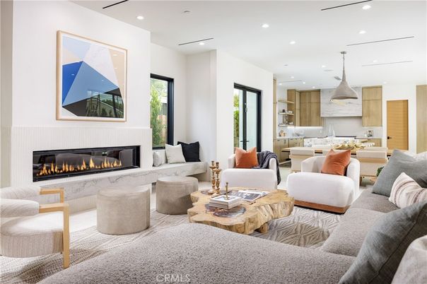 Fireplace, Interior, Kitchen, Living room, Pendant Lights, Recessed Lighting