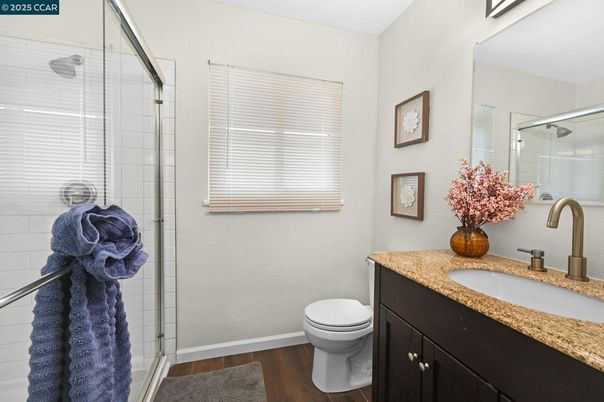 Bathroom, Glass Shower, Interior, Wood Texture Flooring