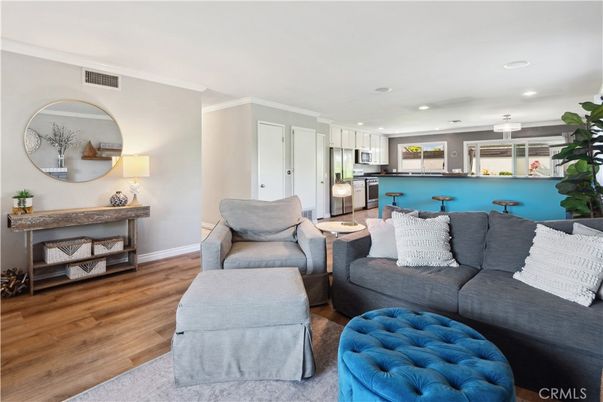 Interior, Kitchen, Living room, Pendant Lights, Recessed Lighting, Stainless Steel Appliances, Wood Texture Flooring