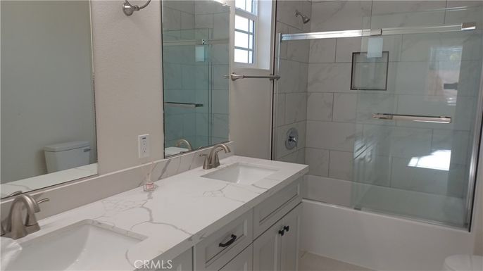 Bathroom, Dual Sink Vanities, Glass Shower, Interior, Marble Walls