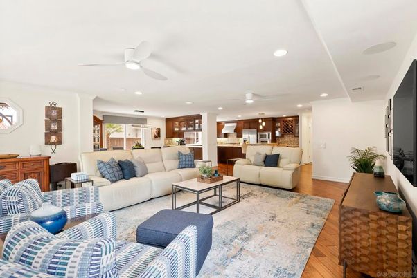 Interior, Kitchen, Living room, Recessed Lighting, Wood Texture Flooring