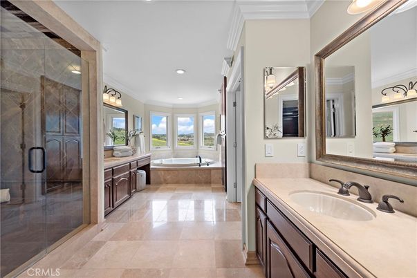 Bathroom, Dual Sink Vanities, Glass Shower, Interior, Recessed Lighting