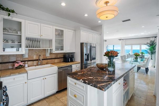 Dining room, Interior, Kitchen, Recessed Lighting, Stainless Steel Appliances, Tile Countertops
