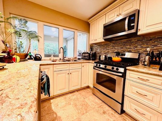Interior, Kitchen, Stainless Steel Appliances, Stone Walls