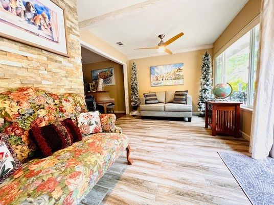 Interior, Piano, Stone Walls, Wood Texture Flooring