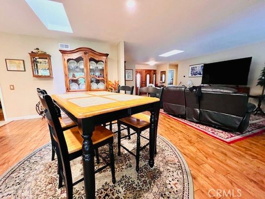 Dining room, Interior, Living room, Recessed Lighting, Wood Texture Flooring