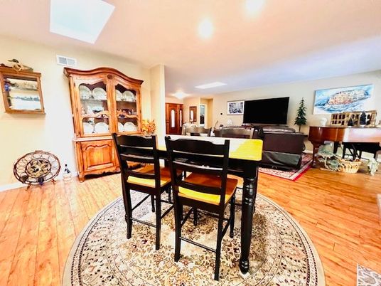Dining room, Interior, Living room, Piano, Wood Texture Flooring