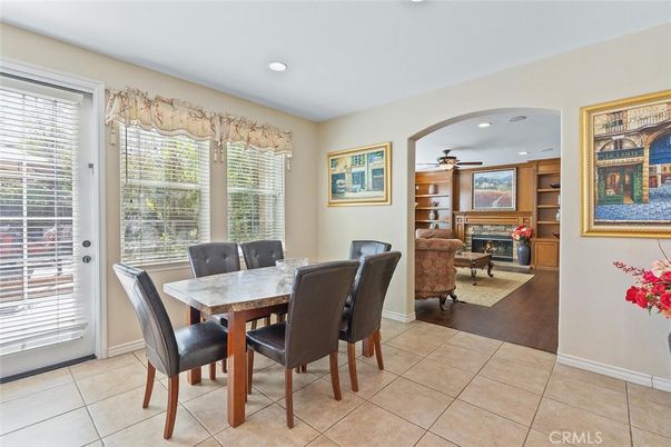 Dining room, Fireplace, Interior, Living room, Recessed Lighting
