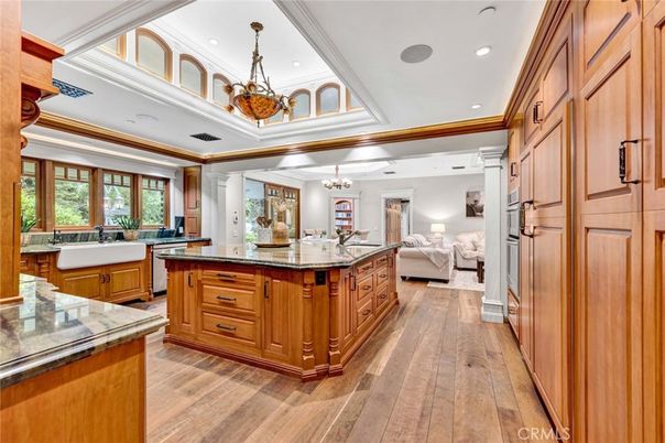 Bedroom, Chandelier, Interior, Kitchen, Pendant Lights, Recessed Lighting, Wood Texture Flooring