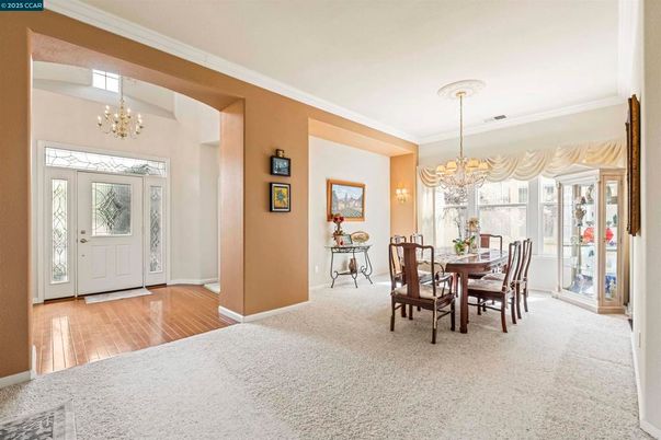 Chandelier, Dining room, Interior, Wood Texture Flooring