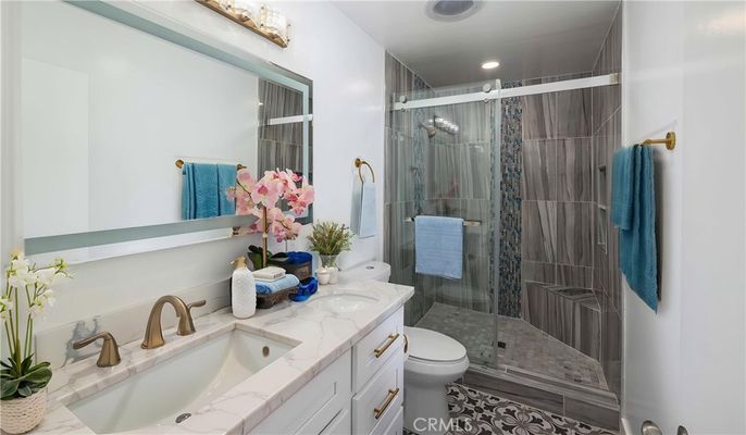 Bathroom, Glass Shower, Interior, Recessed Lighting