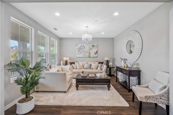 Chandelier, Interior, Living room, Recessed Lighting, Wood Texture Flooring