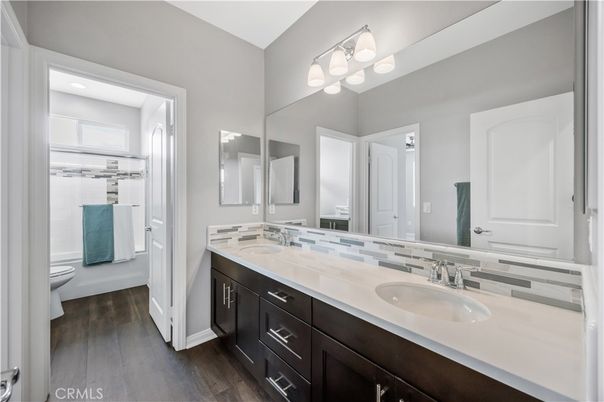 Bathroom, Dual Sink Vanities, Interior, Wood Texture Flooring