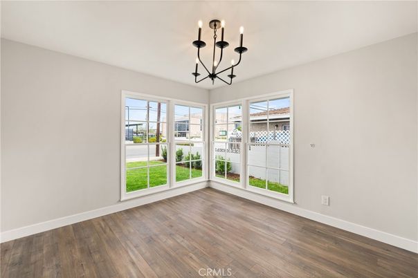 Chandelier, Empty room, Interior, Pendant Lights, Wood Texture Flooring