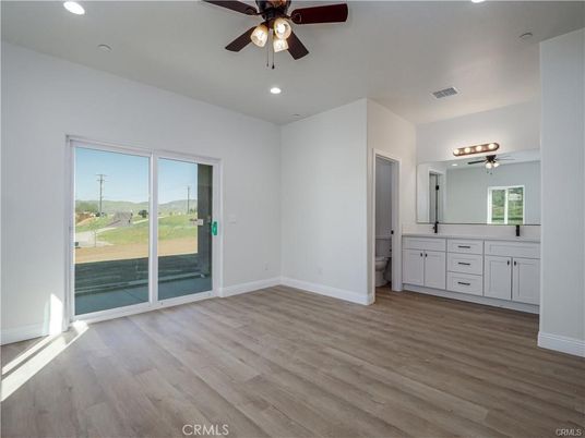 Bathroom, Empty room, Interior, Recessed Lighting, Wood Texture Flooring
