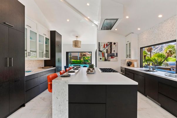 Interior, Kitchen, Marble, Pendant Lights, Recessed Lighting, Stainless Steel Appliances
