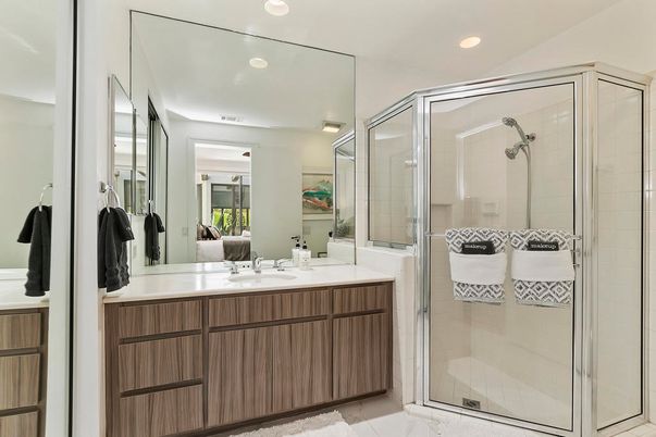 Bathroom, Glass Shower, Interior, Recessed Lighting