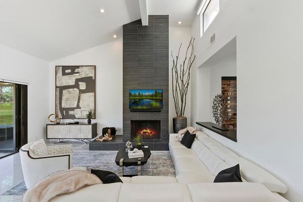 Fireplace, Interior, Living room, Recessed Lighting
