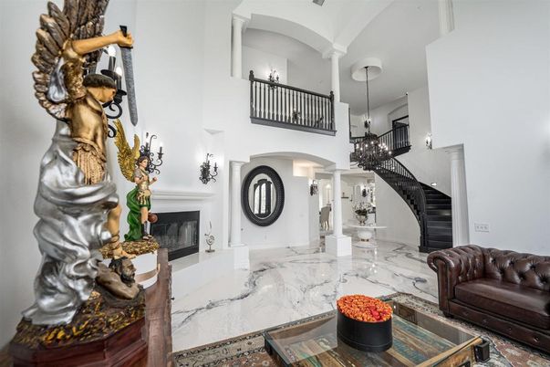 Chandelier, Fireplace, Interior, Marble, Pendant Lights