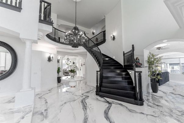 Chandelier, Interior, Marble, Recessed Lighting