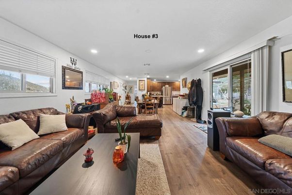 Dining room, Interior, Kitchen, Living room, Recessed Lighting, Wood Texture Flooring