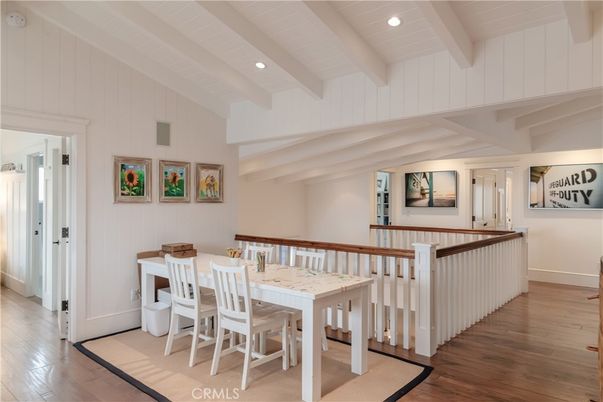 Dining room, Interior, Recessed Lighting, Wood Texture Flooring