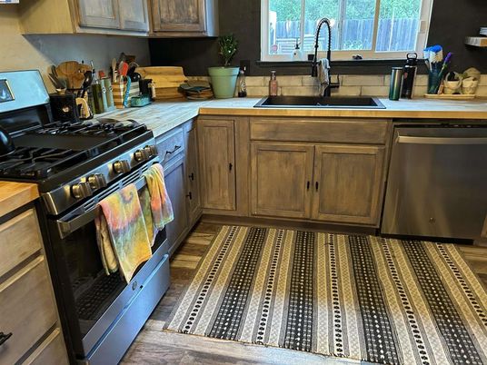 Interior, Kitchen, Stainless Steel Appliances, Wood Texture Flooring