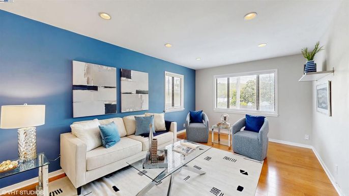 Home Office, Interior, Living room, Recessed Lighting, Wood Texture Flooring