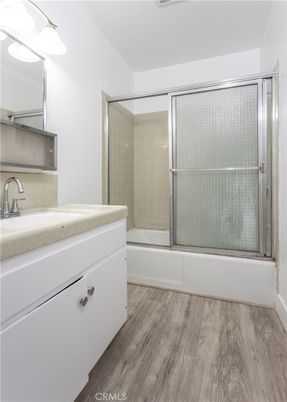 Bathroom, Glass Shower, Interior, Wood Texture Flooring