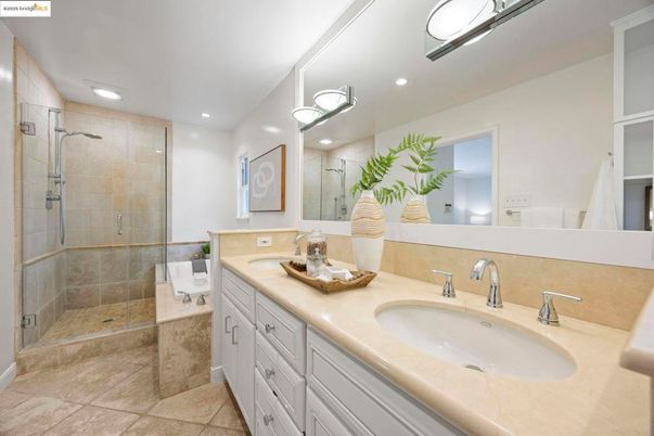 Bathroom, Dual Sink Vanities, Glass Shower, Interior, Recessed Lighting