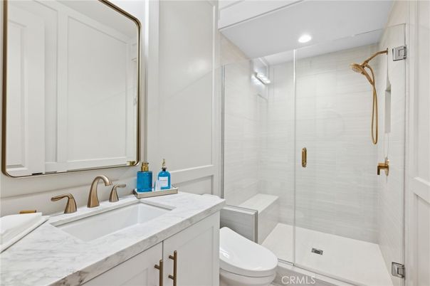 Bathroom, Glass Shower, Interior, Recessed Lighting