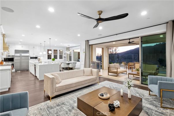 Interior, Kitchen, Living room, Pendant Lights, Recessed Lighting, Stainless Steel Appliances, Wood Texture Flooring