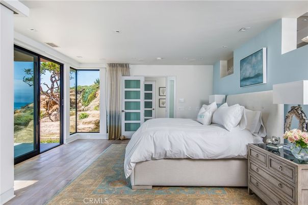 Bedroom, Interior, Recessed Lighting, Water, Wood Texture Flooring