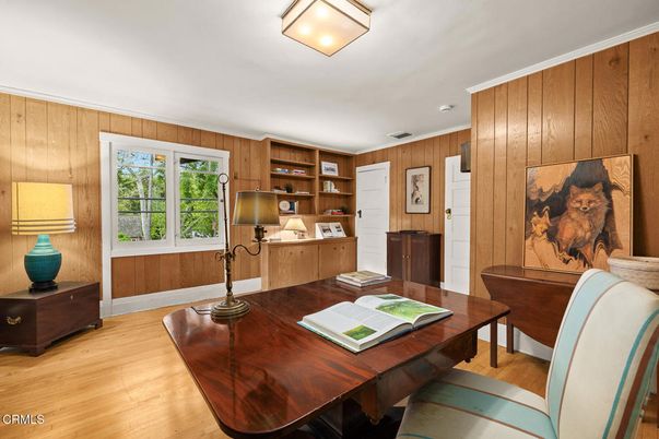 Home Office, Interior, Wood Texture Flooring, Wooden Walls