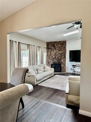 Fireplace, Interior, Living room, Stone Walls, Wood Texture Flooring