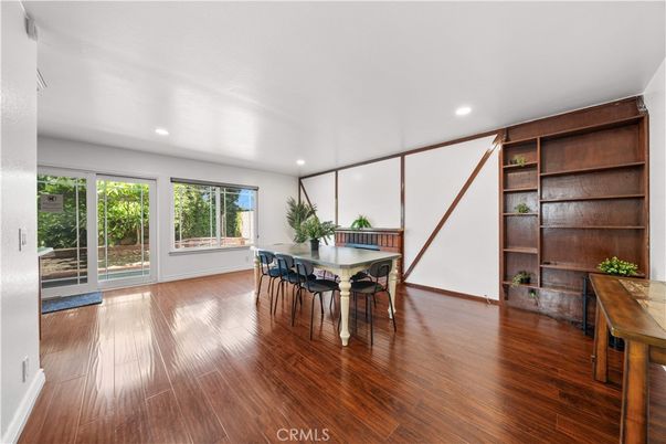 Dining room, Interior, Recessed Lighting, Wood Texture Flooring