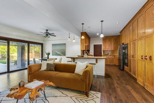 Dining room, Interior, Kitchen, Living room, Pendant Lights, Recessed Lighting, Wood Texture Flooring