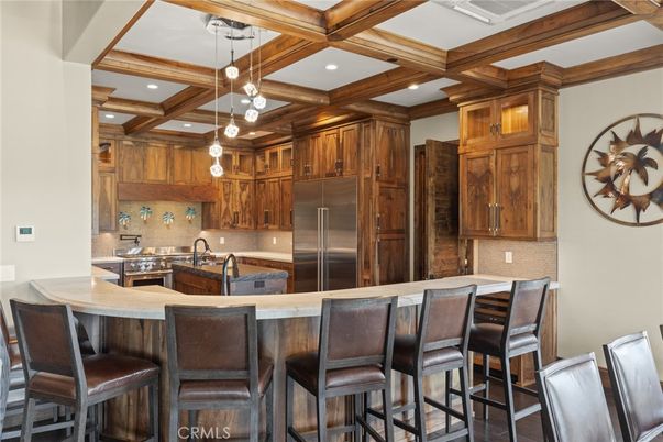 Interior, Kitchen, Pendant Lights, Recessed Lighting, Stainless Steel Appliances, Wooden Beams