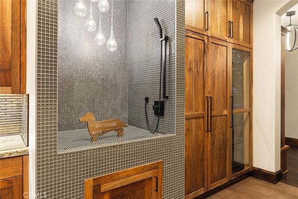 Bathroom, Glass Shower, Interior, Wood Texture Flooring