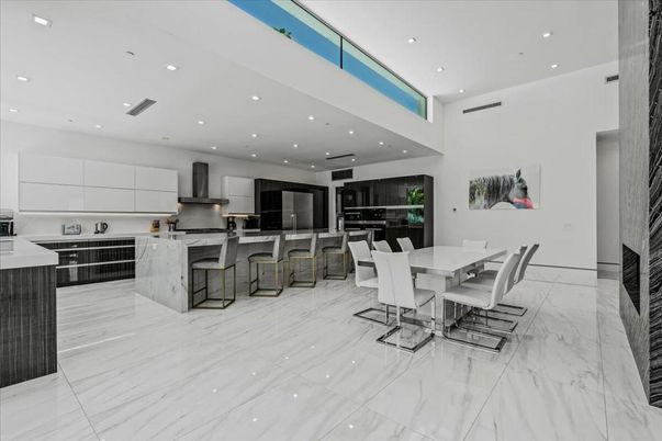 Dining room, Interior, Kitchen, Marble, Recessed Lighting, Stainless Steel Appliances