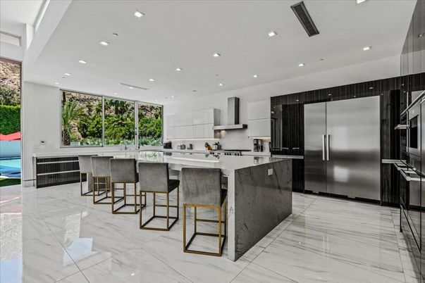 Interior, Kitchen, Marble, Recessed Lighting, Stainless Steel Appliances