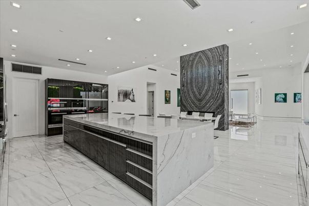 Interior, Kitchen, Marble, Recessed Lighting, Stainless Steel Appliances