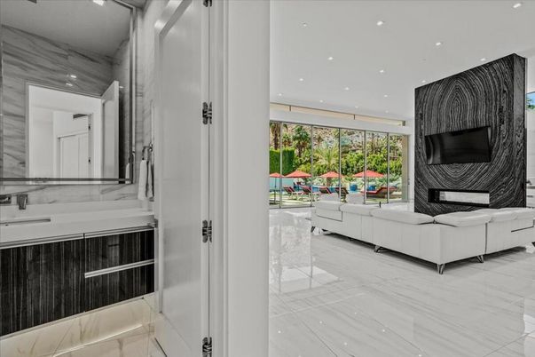 Fireplace, Interior, Living room, Marble, Marble Walls, Recessed Lighting