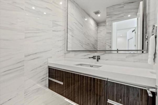 Bathroom, Interior, Marble Walls, Recessed Lighting