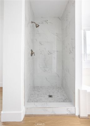 Bathroom, Interior, Marble Walls, Wood Texture Flooring